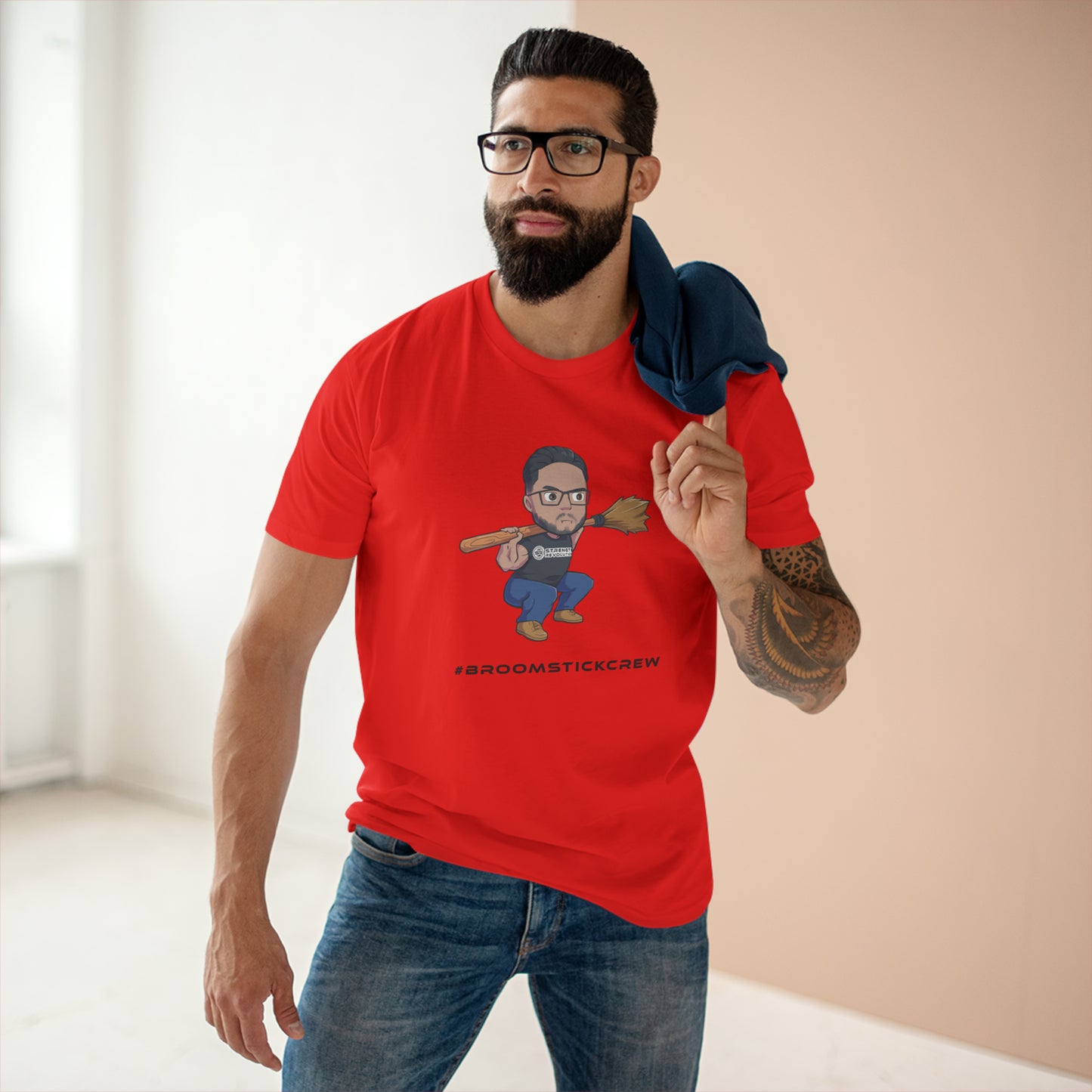 Strength Revolution #Broomstickcrew Squat Men's Red Tee